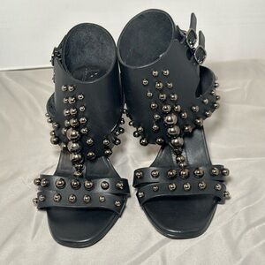 Pedro Garcia Black Studded High-Heel Sandals